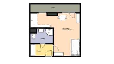 Pronájem bytu 1+kk/L/S, 25 m2, Praha  8 - Troja, ul. Písečná.