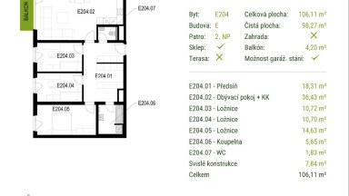 Prodej bytu 4+kk/sklep/garážové stání/balkon, 104m2, ul. Nepomuckých, Praha 9 - Letňany.