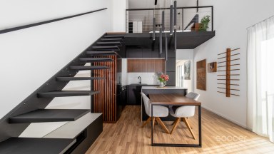 Prodej loftového bytu 1+kk s balkonem a možným sklepem a GS – Bydlení na Krejcárku, Praha 9.